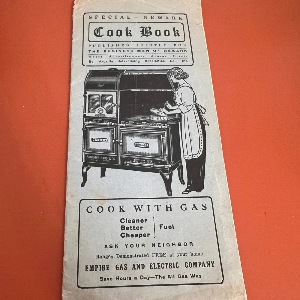 Antique Newark NY Special Cook Book Arcadia Advertising Empire Gas 1920s